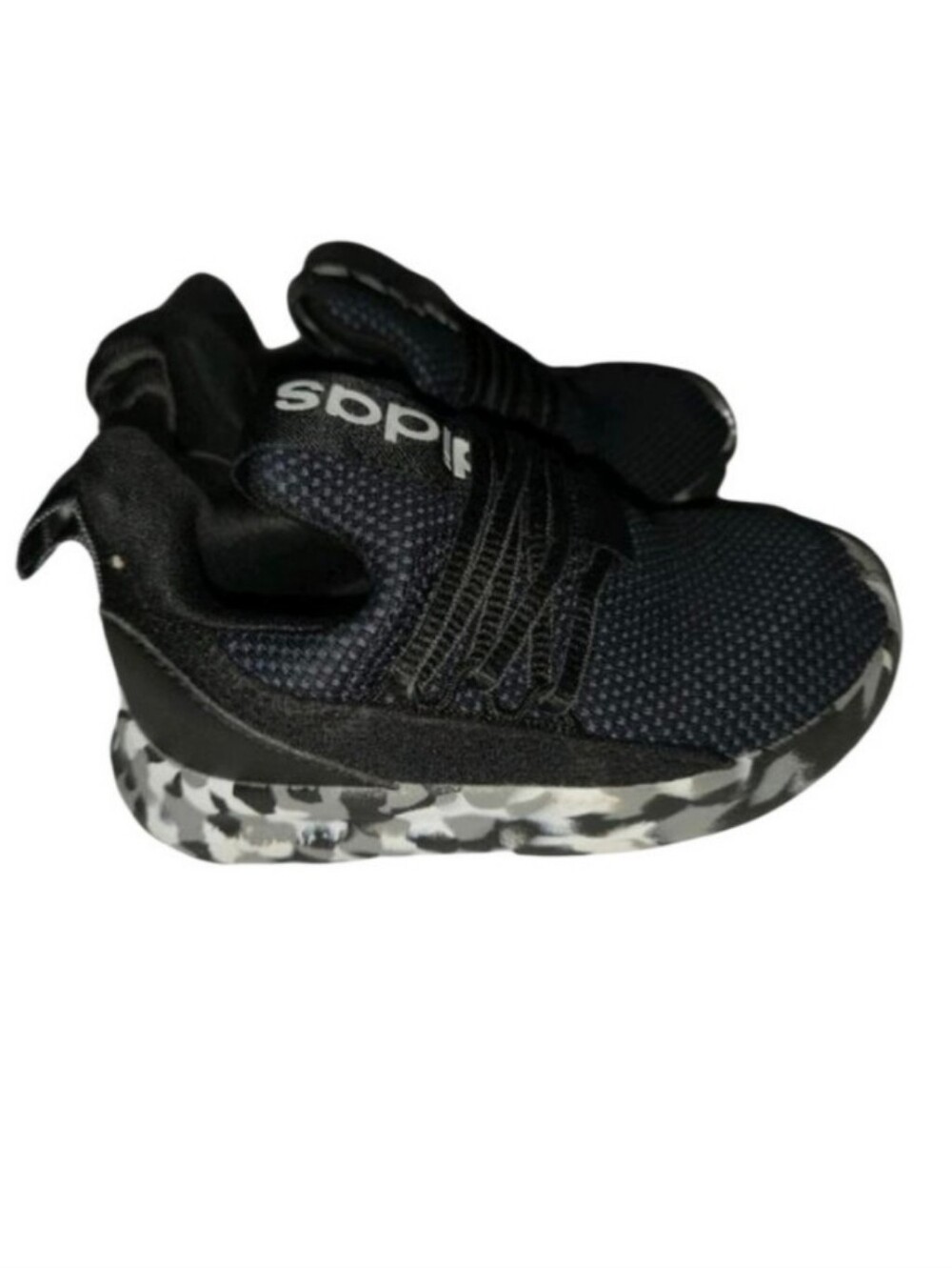 Adidas Lite Racer Adapt 7.0 Toddler Boys Shoes Black Camo Mesh Slip-On – Size 8K